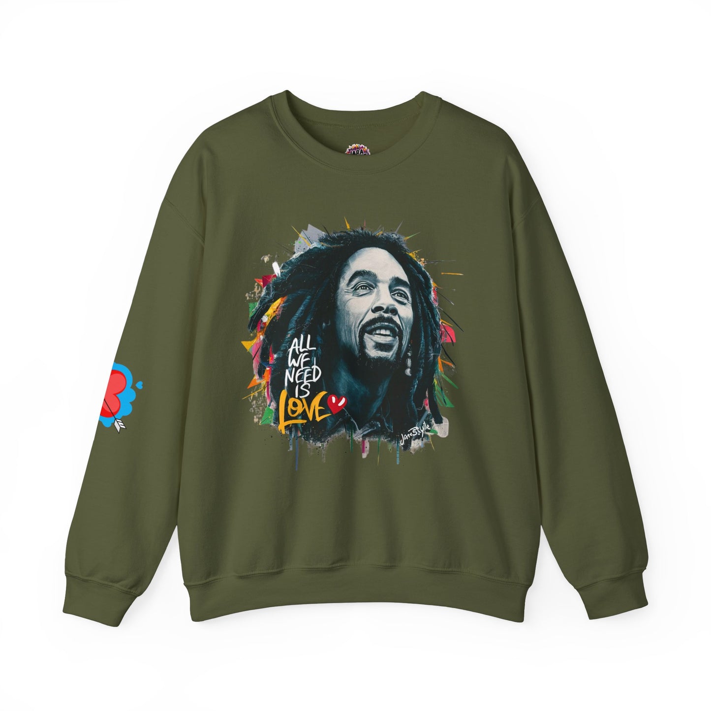 Bob Marley Tribute Sweatshirt: 'All We Need Is Love' | Jarastyle Reggae Collection