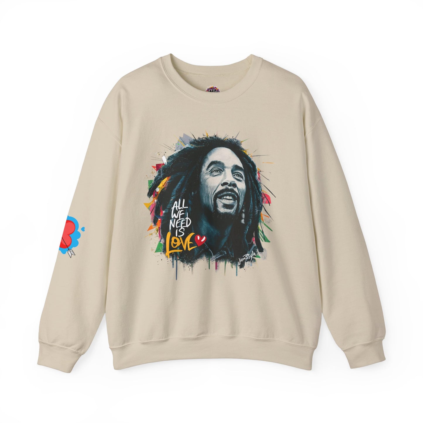 Bob Marley Tribute Sweatshirt: 'All We Need Is Love' | Jarastyle Reggae Collection