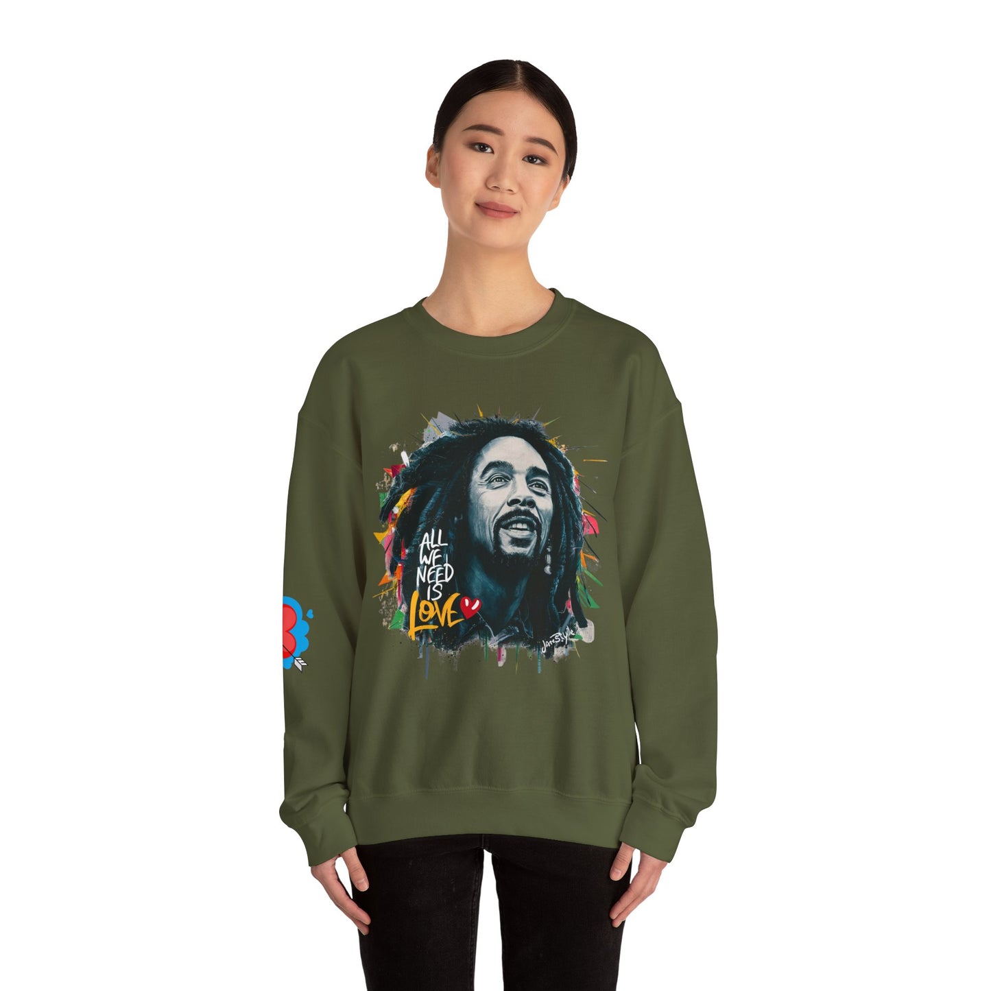 Bob Marley Tribute Sweatshirt: 'All We Need Is Love' | Jarastyle Reggae Collection