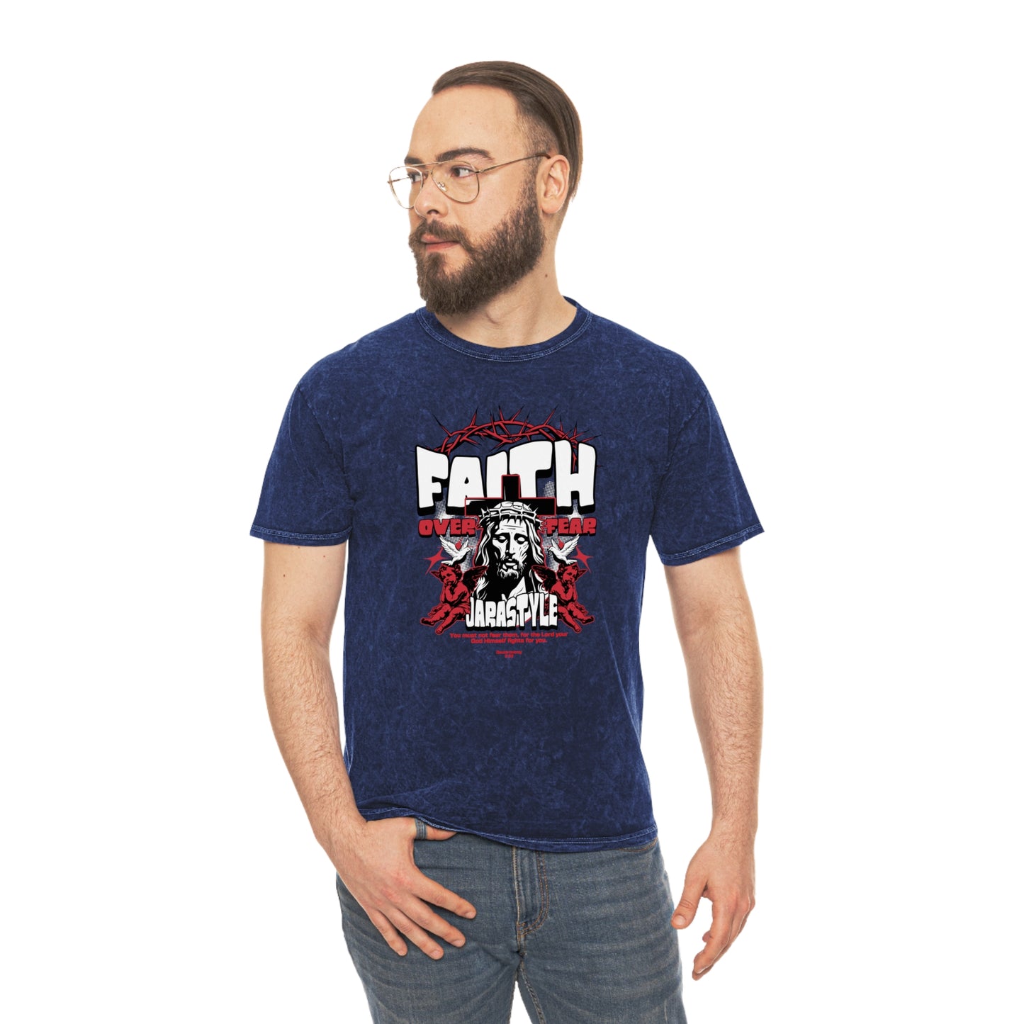 Faith Unisex Mineral Wash Tee: Stand Strong in Style | Jarastyle Spirit Collection