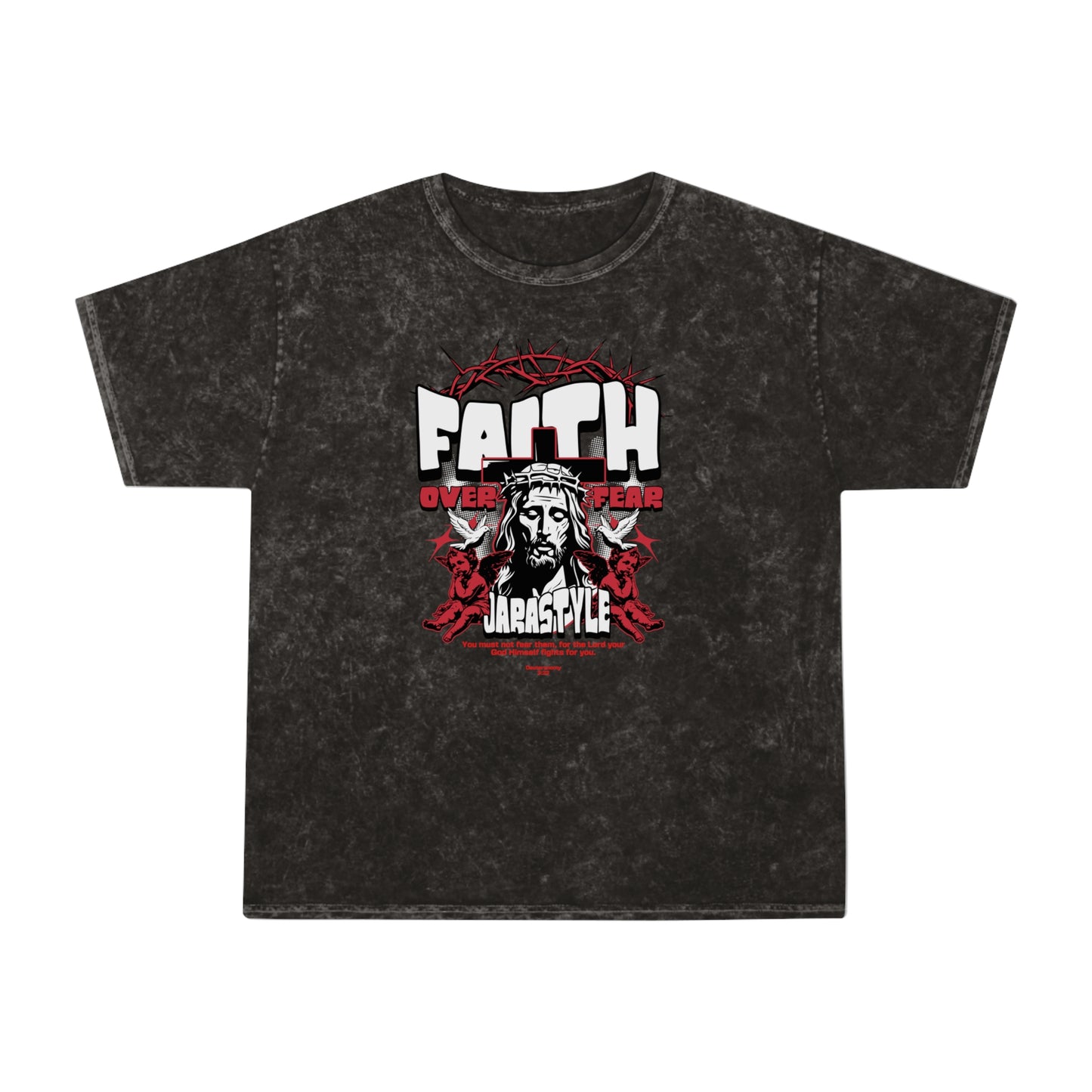 Faith Unisex Mineral Wash Tee: Stand Strong in Style | Jarastyle Spirit Collection