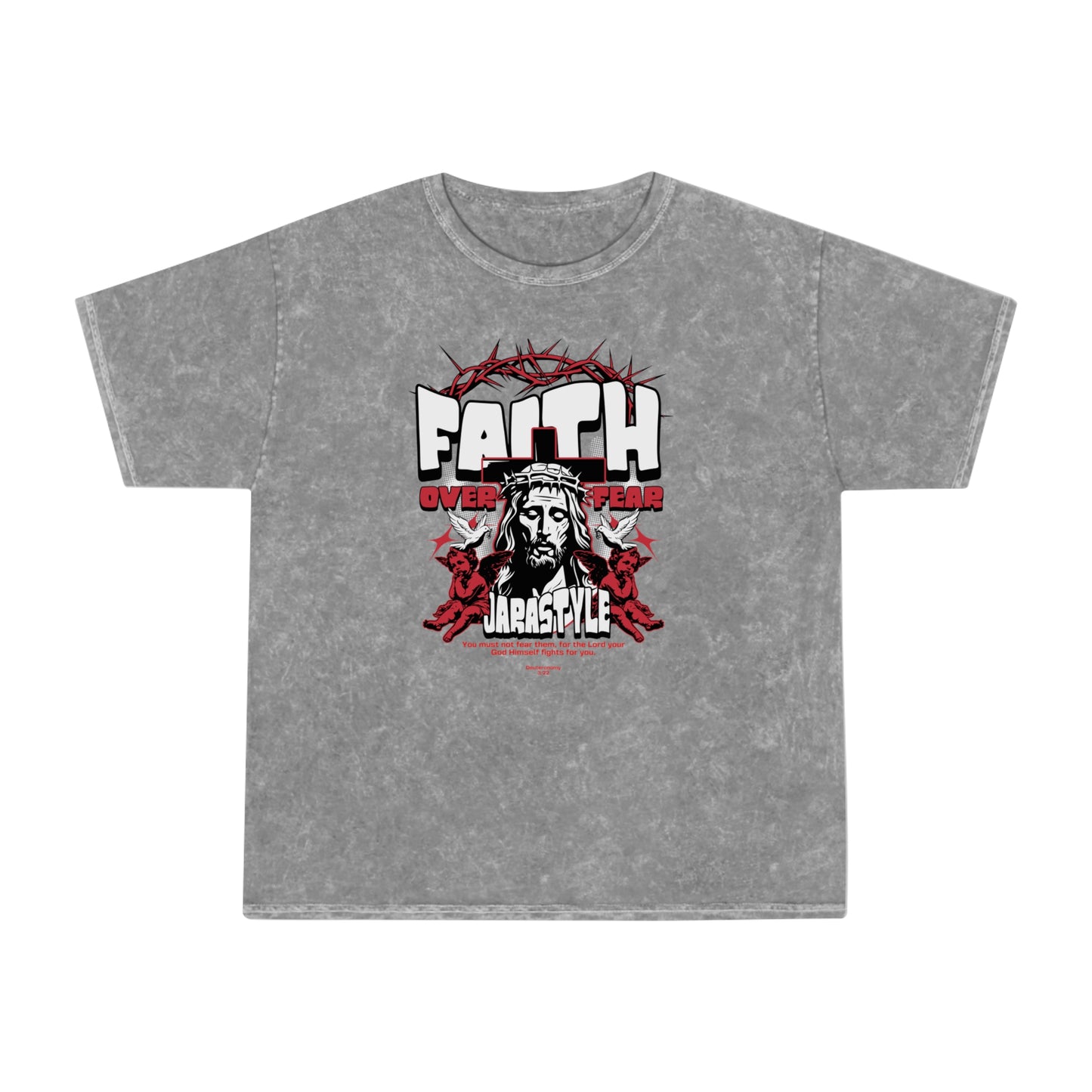 Faith Unisex Mineral Wash Tee: Stand Strong in Style | Jarastyle Spirit Collection