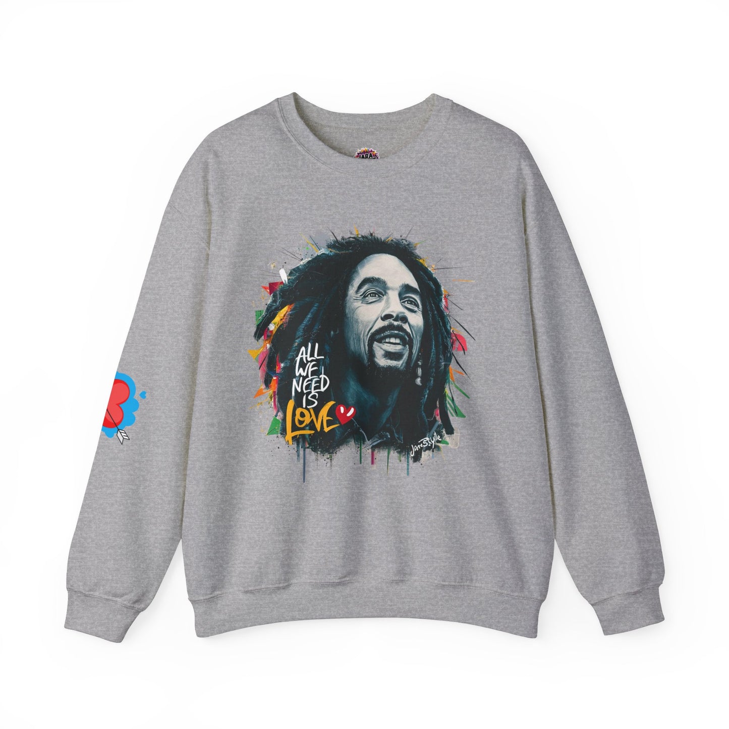Bob Marley Tribute Sweatshirt: 'All We Need Is Love' | Jarastyle Reggae Collection
