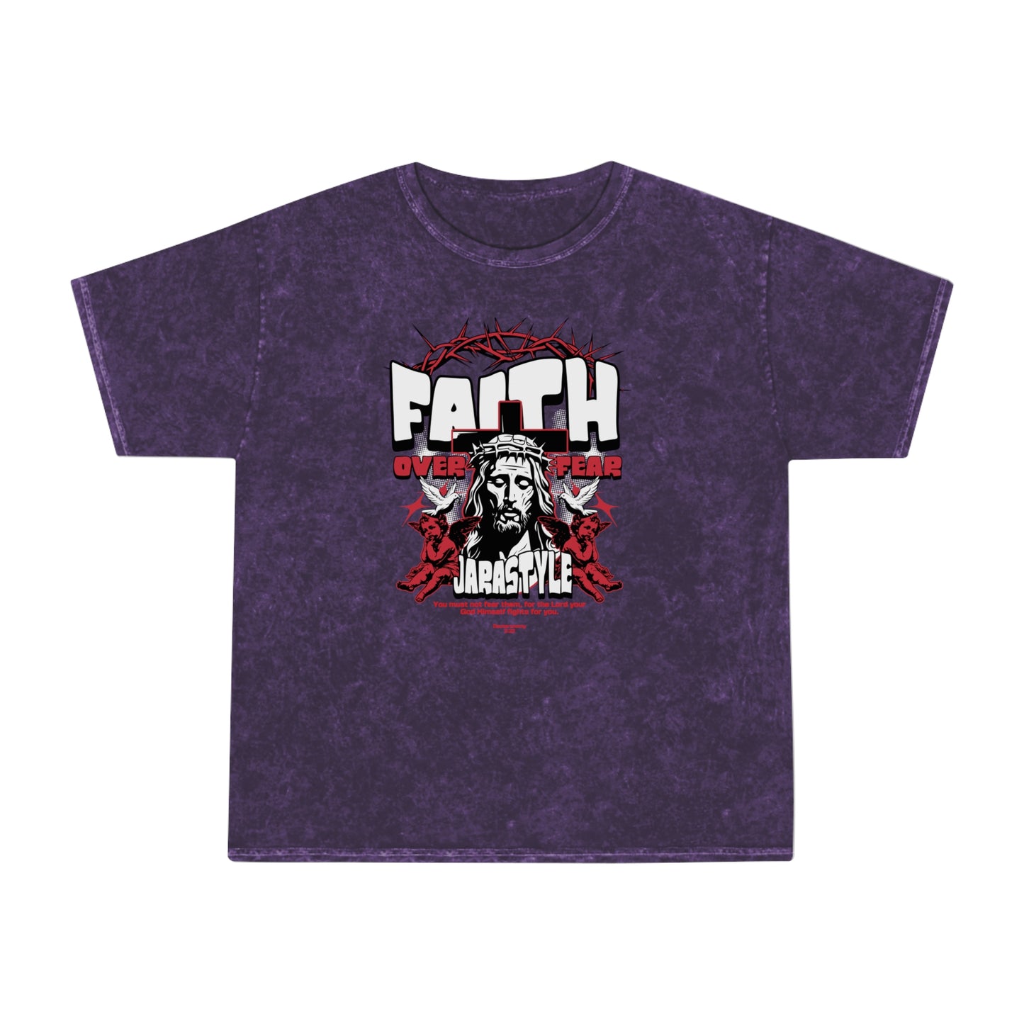 Faith Unisex Mineral Wash Tee: Stand Strong in Style | Jarastyle Spirit Collection