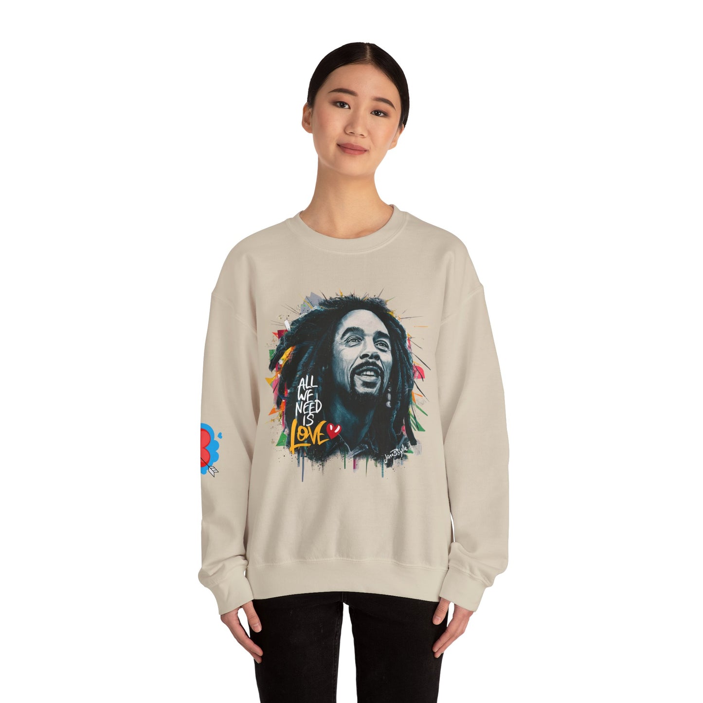 Bob Marley Tribute Sweatshirt: 'All We Need Is Love' | Jarastyle Reggae Collection