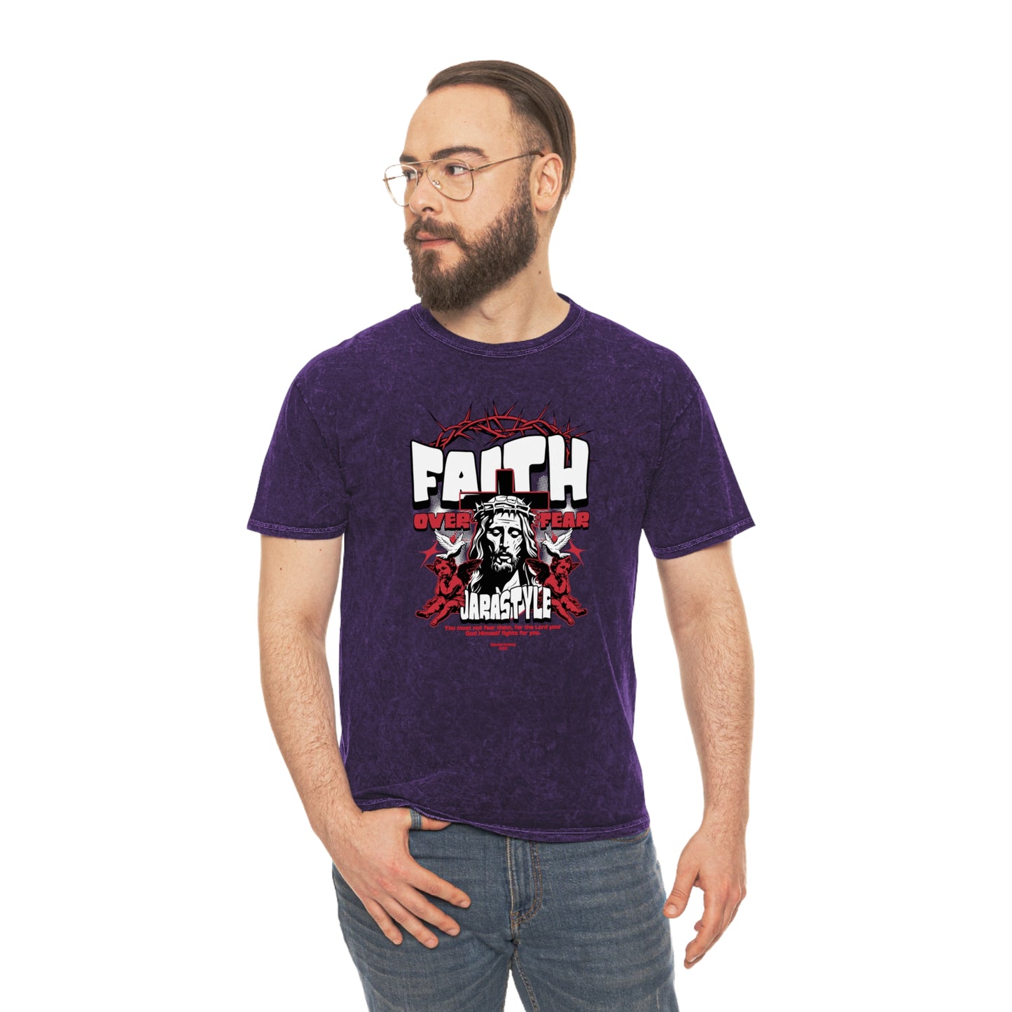 Faith Unisex Mineral Wash Tee: Stand Strong in Style | Jarastyle Spirit Collection