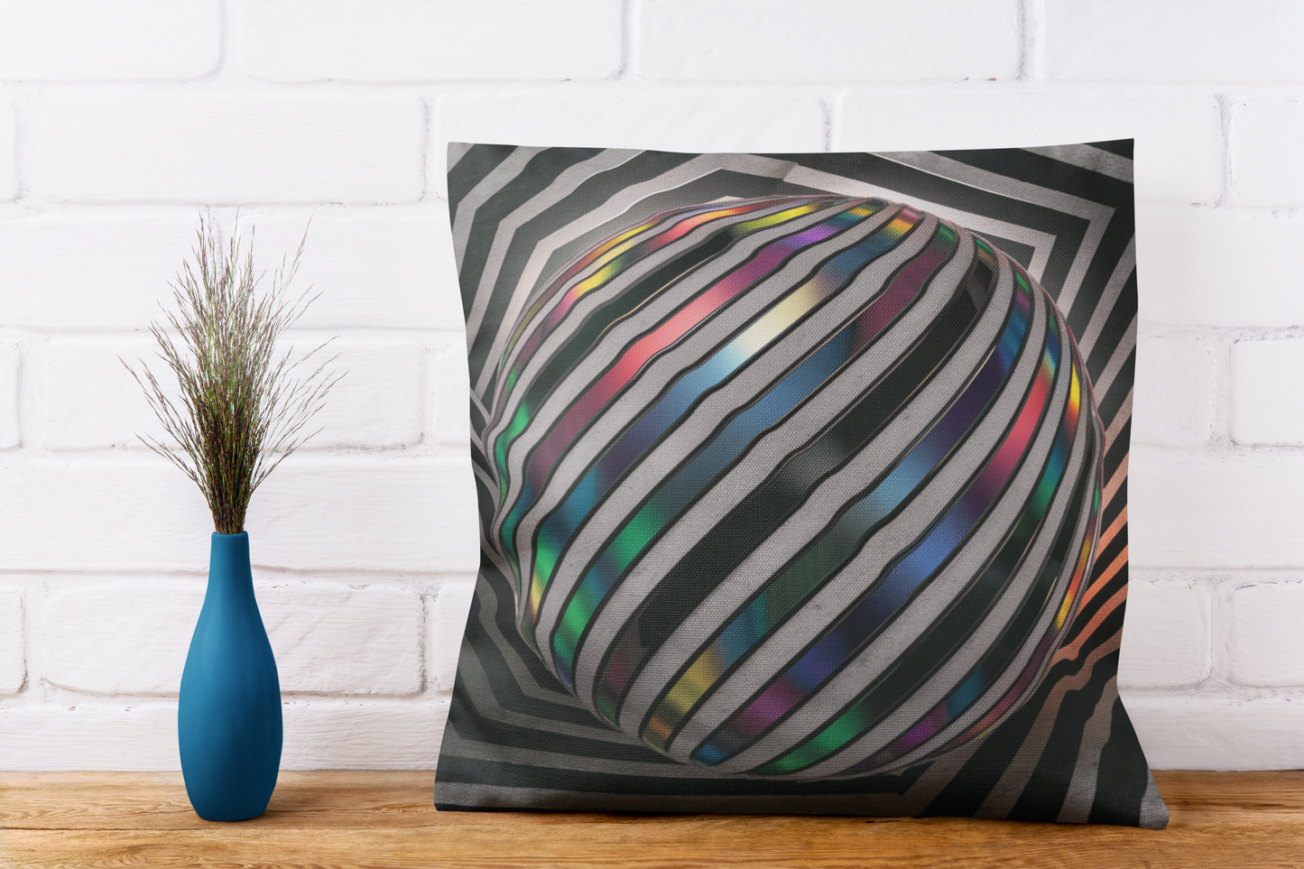 3D Optical Illusion Pillow: Surreal Chevron Sphere by Supersy | Jarastyle
