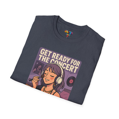 Get Ready for the Concert Unisex Softstyle T-Shirt, Music Lover Tee, Concert Attendee Shirt, Gift for Musicians, Unique Graphic Tee