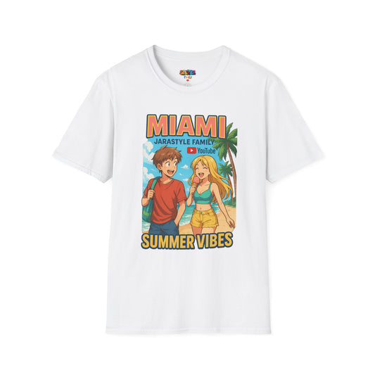 Miami Summer Vibes  Softstyle T-Shirt, Fun Vacation Tee, Family Trip Shirt, Beachwear, Resort Wear