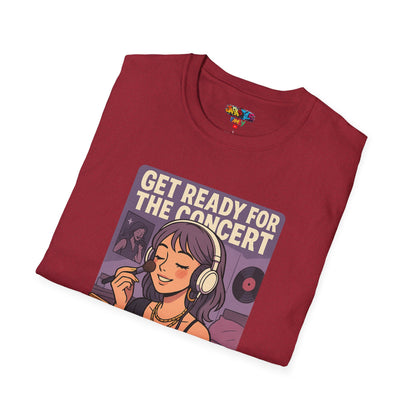 Get Ready for the Concert Unisex Softstyle T-Shirt, Music Lover Tee, Concert Attendee Shirt, Gift for Musicians, Unique Graphic Tee