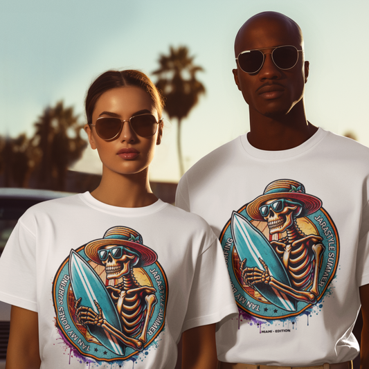 Surf's Up Skull Tee: Miami Waves | Jarastyle Surfer Collection